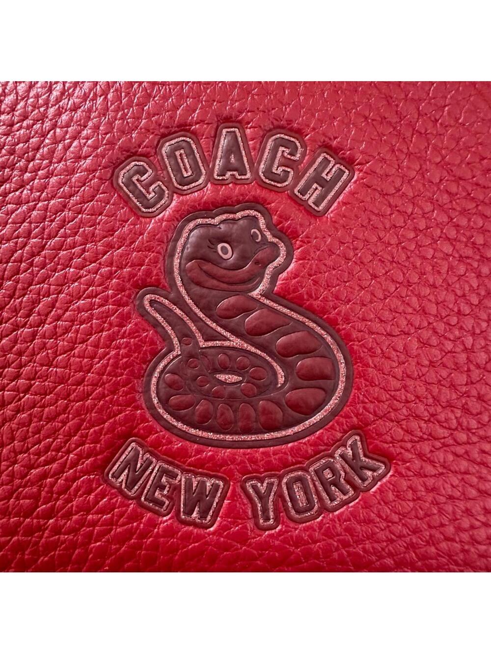 Coach Lunar New Year Corner Zip Wristlet With Snake Graphic NWT Red - Picture 6 of 9